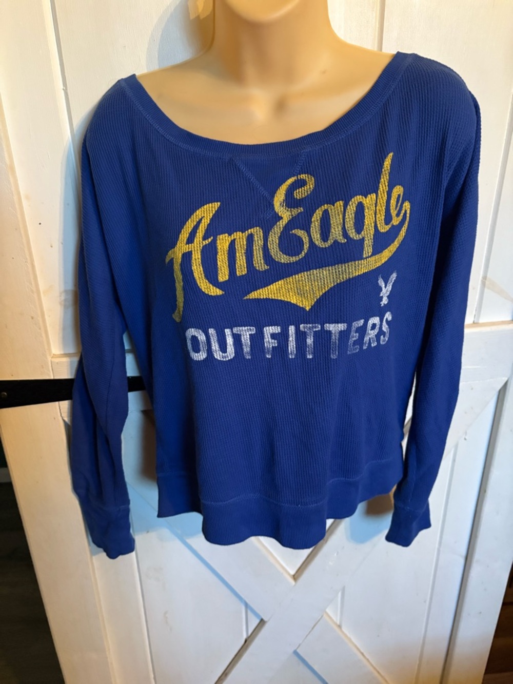 American Eagle Outfitters Royal Blue Sweatshirt with Yellow Stitching